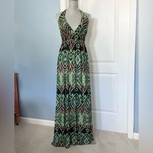 5th Culture Colorful Stretch Halter Maxi Dress, sz L